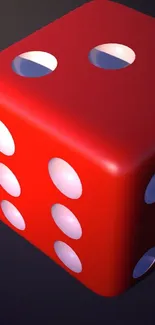 Vibrant 3D red dice with shadow on dark background.