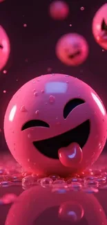 3D smileys with playful expressions and pink hue.