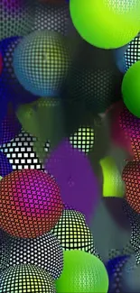 Dynamic 3D spheres with vibrant colors and patterns.