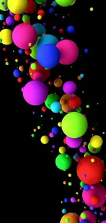 Colorful 3D spheres on a black background wallpaper.