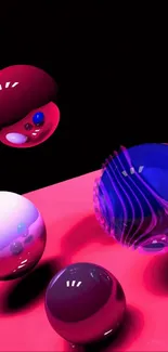 Abstract 3D spheres with vibrant colors on mobile wallpaper.