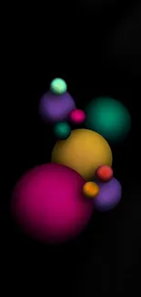 Colorful 3D spheres on a black background wallpaper.