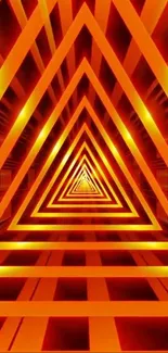 3D vibrant orange triangle pattern wallpaper.