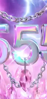 Vibrant wallpaper with 555 theme and pink chains.