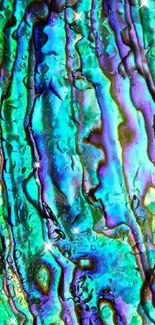 Vibrant abalone shell pattern with teal hues for mobile wallpaper.