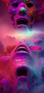 Vibrant abstract 3D art wallpaper with surreal colors and textures.