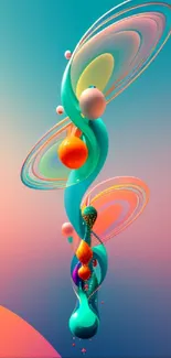 Vibrant abstract 3D art with colorful swirling forms.