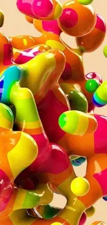 Vibrant abstract 3D wallpaper with colorful loops and shapes.