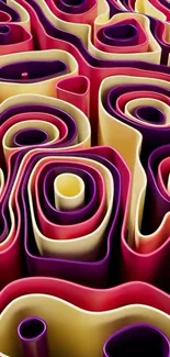 Vibrant abstract 3D wallpaper with colorful layers.