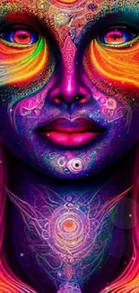 Colorful abstract art face with vibrant hues.