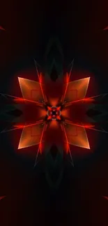 Vibrant abstract art wallpaper with fiery red geometric design.