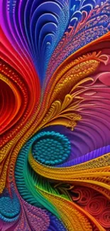 Vibrant abstract mobile wallpaper with colorful swirling patterns.