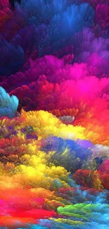 Vibrant abstract art wallpaper with dynamic color explosions.