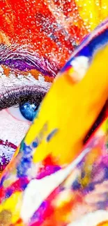 Colorful abstract art with vibrant eye design.