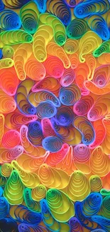 Vibrant and colorful abstract art wallpaper with swirling patterns.