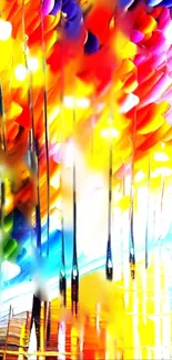 Vibrant abstract art wallpaper with colorful dynamic patterns.