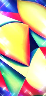 Colorful abstract mobile wallpaper with geometric shapes in vibrant hues.