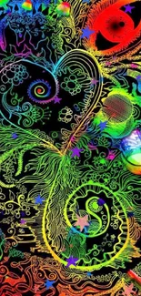 Colorful psychedelic abstract art wallpaper design.