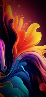 Vibrant abstract art wallpaper with colorful swirling design.