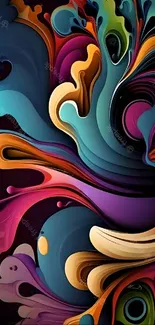 Vibrant abstract mobile wallpaper with swirling colorful patterns.