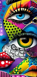 Colorful abstract art wallpaper with geometric patterns.