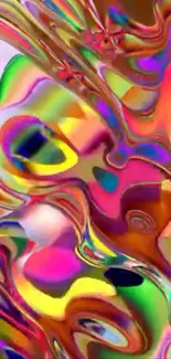 Vibrant abstract art wallpaper with colorful swirls.