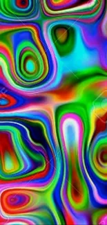 Vibrant abstract art wallpaper with colorful swirls.