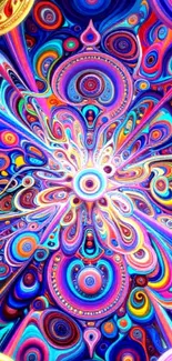 Vibrant abstract art wallpaper with swirling colors.