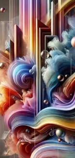 Vibrant abstract waves with colorful artistic design.