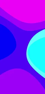 Vibrant abstract blob wallpaper with purple, blue, and cyan colors.