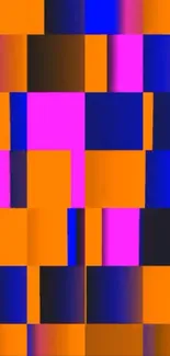 Colorful abstract blocks mobile wallpaper with vibrant orange, pink, and blue.