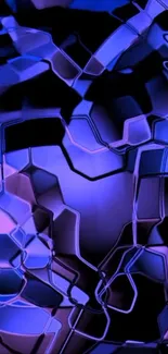 Vibrant abstract blue and purple wallpaper with intricate design.