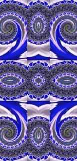 Abstract blue spiral wallpaper with intricate designs.