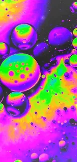 Vibrant neon purple abstract bubble wallpaper with a psychedelic design.