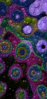 Vibrant abstract wallpaper with colorful bubbles.