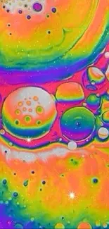 Vibrant abstract bubbles in psychedelic colors on mobile wallpaper.