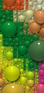 Vibrant abstract bubble art wallpaper with colorful spheres.