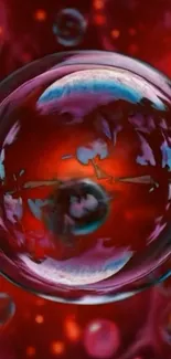 Colorful abstract bubble art in vibrant reds and purples.