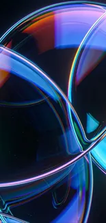 Colorful abstract bubbles on dark background.