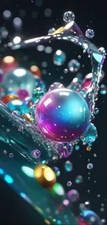 Vibrant abstract bubbles wallpaper with colorful floating spheres.