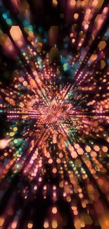 Vibrant abstract light burst wallpaper with glowing multicolored patterns.