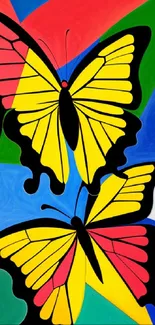 Vibrant abstract butterfly wallpaper with bold colors and dynamic design.