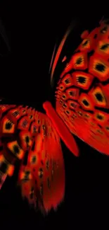 Vibrant abstract design with red butterfly pattern.