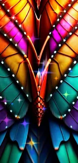 Vibrant abstract butterfly wings wallpaper with vivid colors.