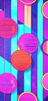 Vibrant abstract wallpaper with circles and colorful geometric patterns.