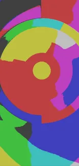 Vibrant abstract circle design with bold colors.