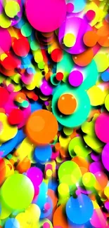 Vibrant, colorful abstract circles wallpaper with bubbly patterns.