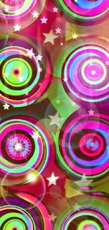 Vibrant wallpaper with colorful abstract circles.