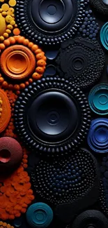 Vibrant abstract circle pattern wallpaper with diverse colors and textures.