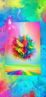 Vibrant and colorful abstract mobile wallpaper with citrus design and bold colors.